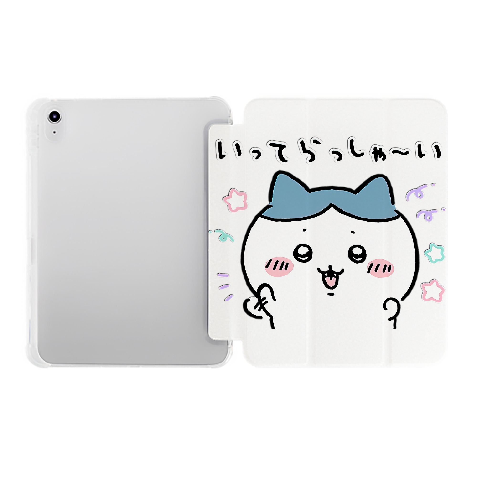 （画像用） ちいかわ ハチワレ Chii-kawa hachiware IPad ケース ペン収納付き 三つ折りスタンド PUレザー×シリコン 対応機種9.5/10.5/10.9インチ